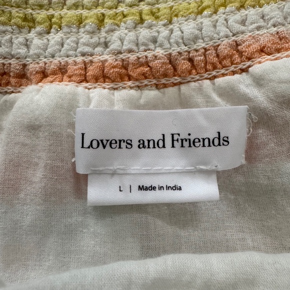 Lovers + Friends Tiered Ruffle Stripe Mini Dress Size L multicolor vacation - Picture 4 of 10